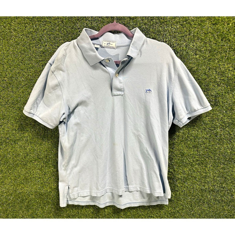 Southern Tide Skipjack Polo Shirt Mens M Light Blue Short Sleeve Cotton Knit